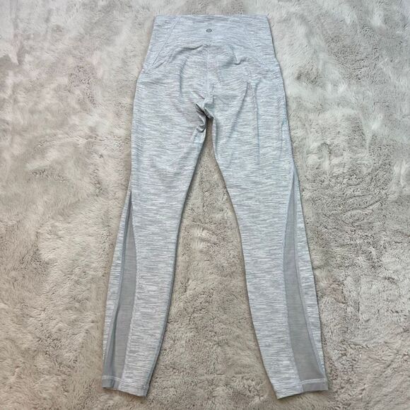 Lululemon Womens 4 Train Times Pants Crop Leggings Grey White Heathered Mesh - Picture 9 of 14